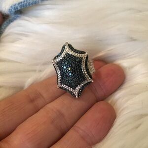 Vintage NWOT Blue & White Diamond Shield Ring
